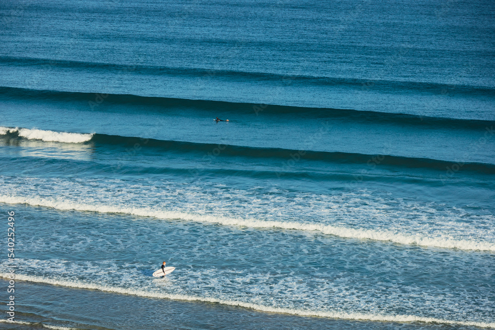 Cornwall surf, clean lines breaking near the coast, perfect conditions for surfing close to Ewe With a View campsite in West Cornwall.

